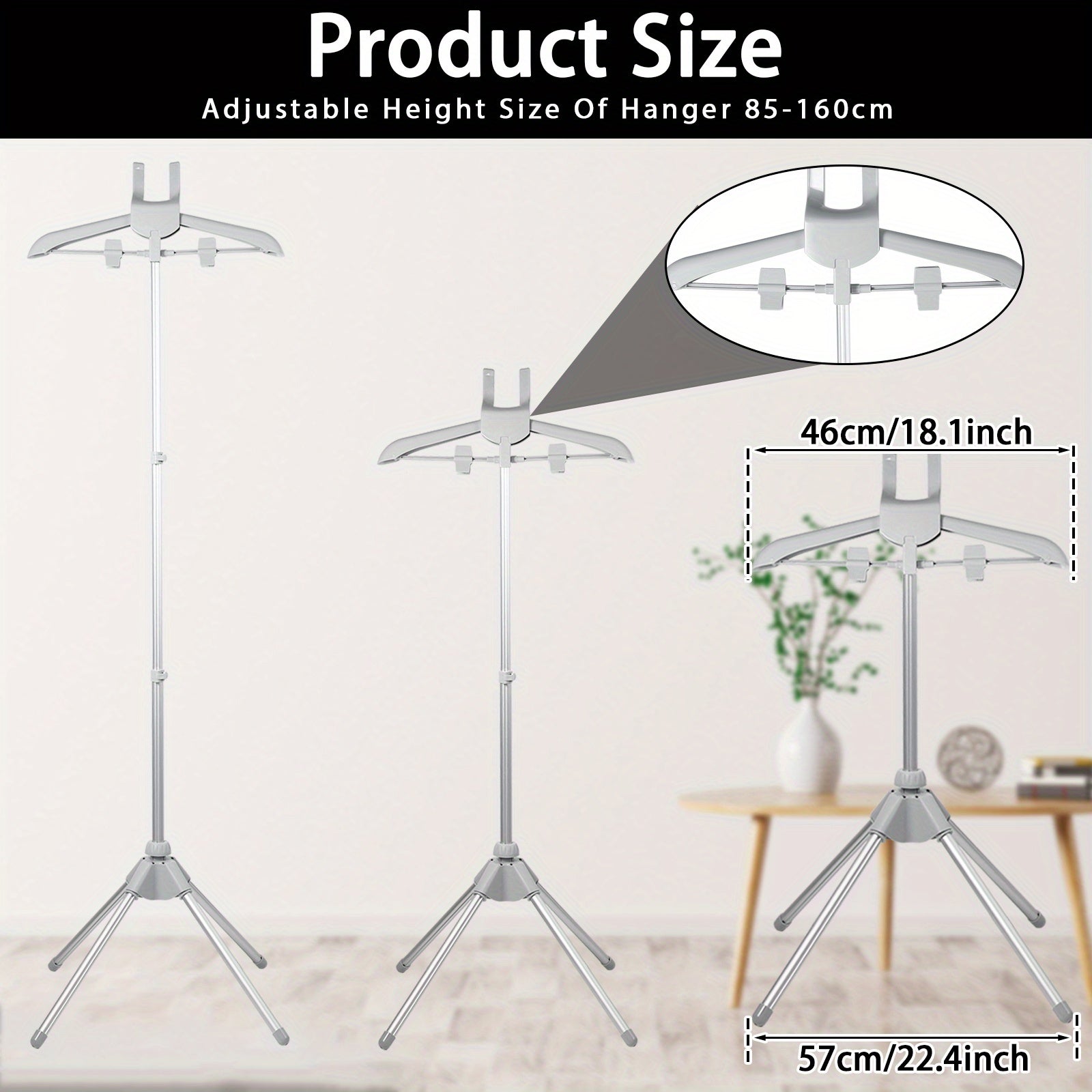 Portable Lightweight Garment Steamer Stand with Telescopic Rod and Foldable Ironing Rack