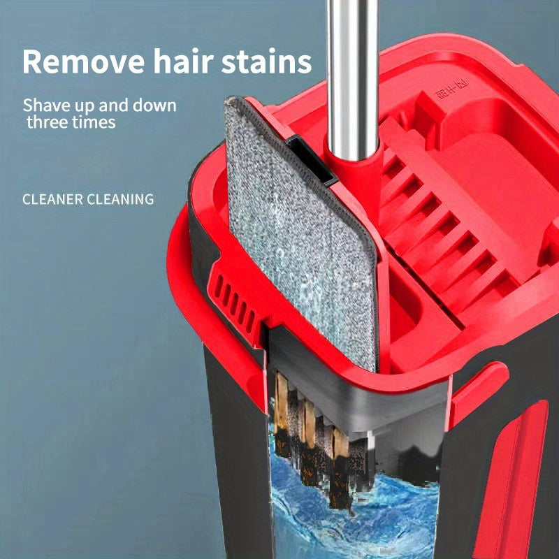 2-in-1 Wet and Dry Dust Mop and Bucket Set with Replaceable Heads for Home and Retail Use