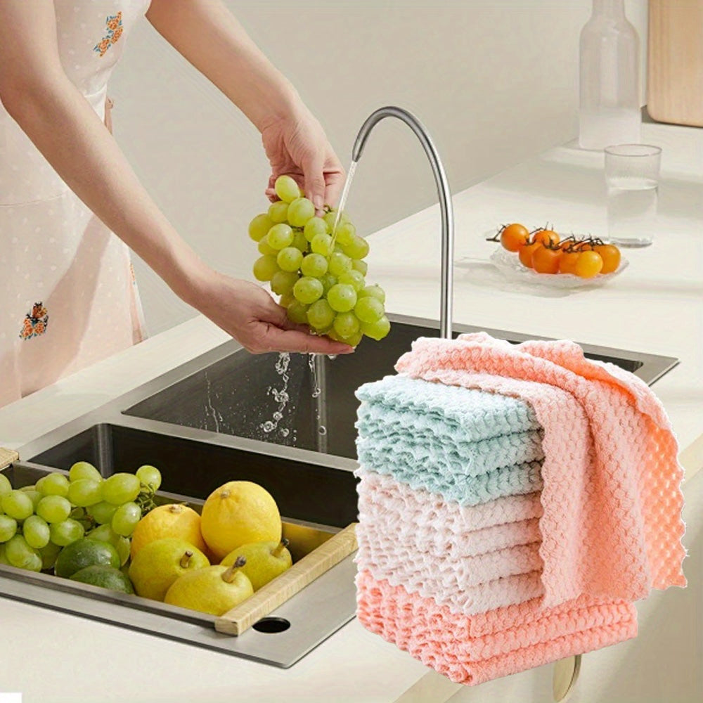 10 Pack Polyester Cleaning Towels for Kitchen and Bar Lint-Free Absorbent