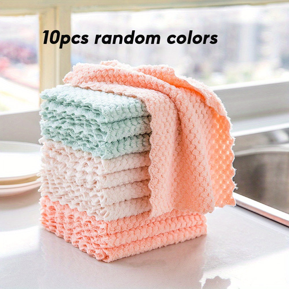 10 Pack Polyester Cleaning Towels for Kitchen and Bar Lint-Free Absorbent