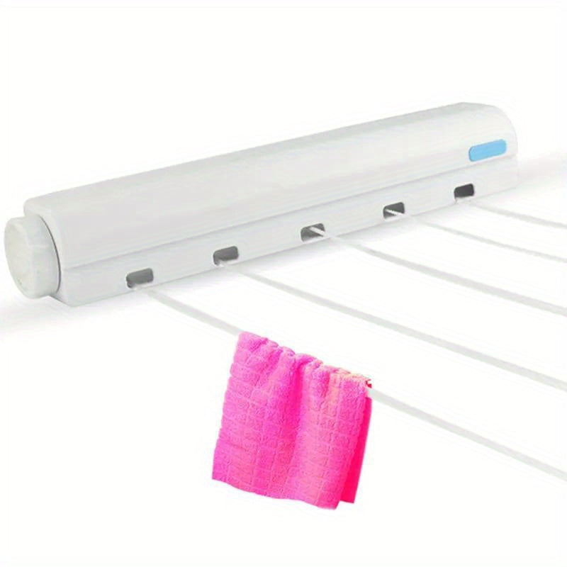 Wall-Mounted Retractable Plastic Clothes Drying Rack for Indoor Bathroom with Invisible Clothesline