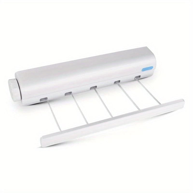 Wall-Mounted Retractable Plastic Clothes Drying Rack for Indoor Bathroom with Invisible Clothesline