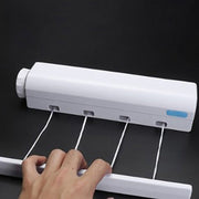 Wall-Mounted Retractable Plastic Clothes Drying Rack for Indoor Bathroom with Invisible Clothesline