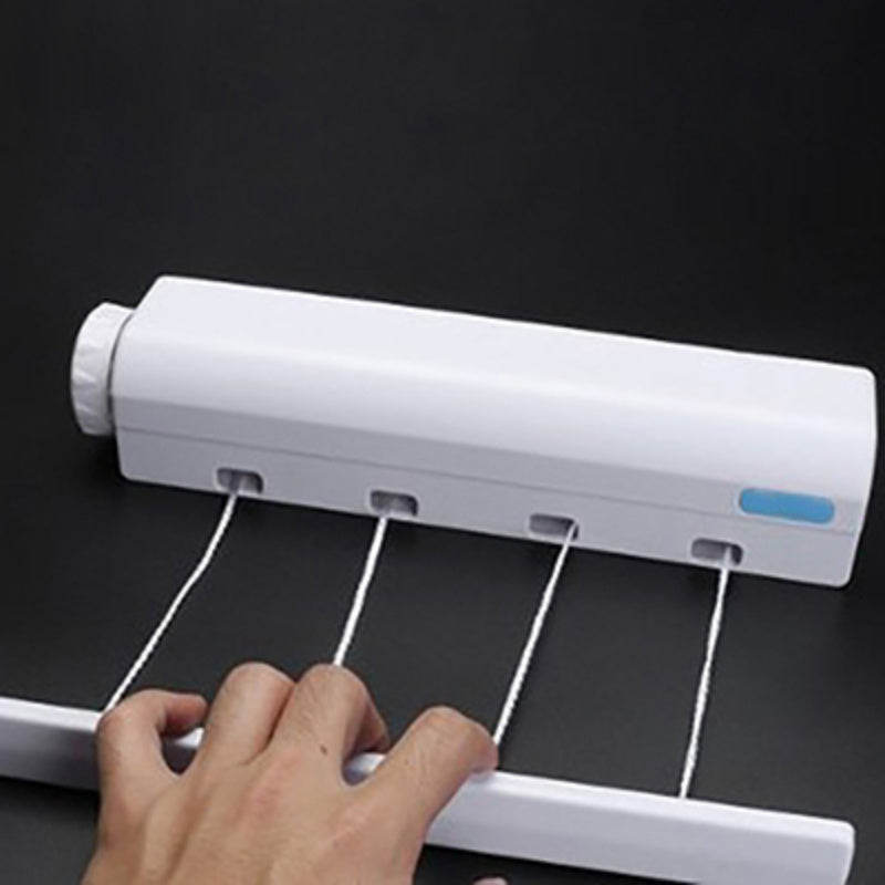 Wall-Mounted Retractable Plastic Clothes Drying Rack for Indoor Bathroom with Invisible Clothesline