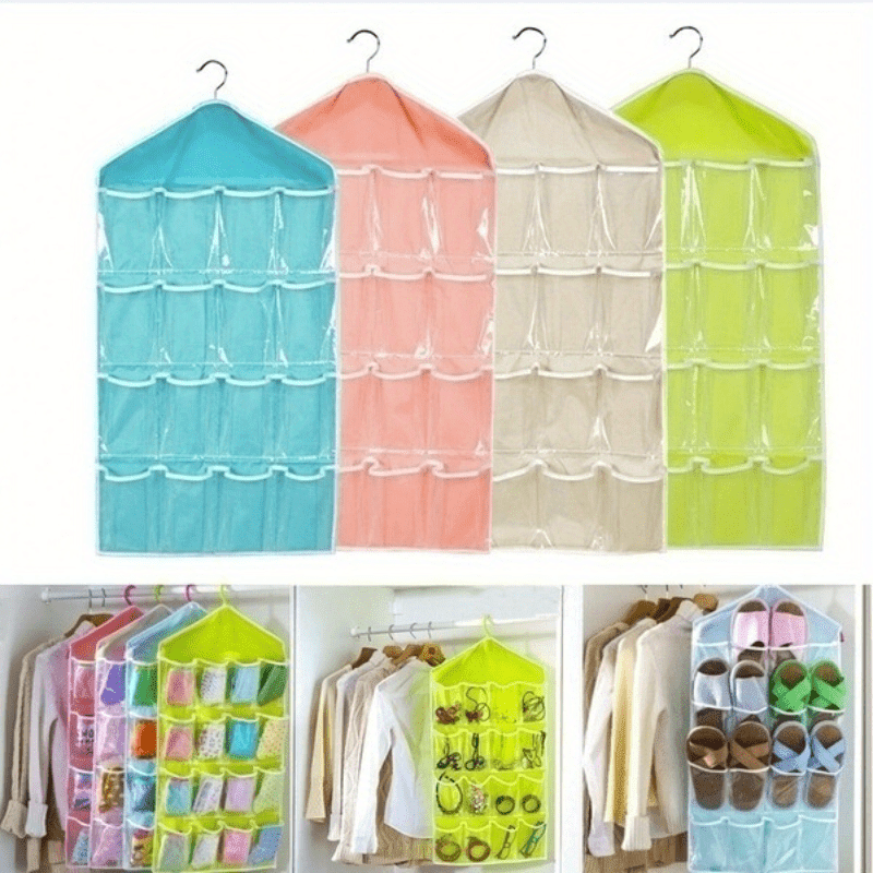 Hanging Underwear Organizer with 16 Pockets for Closet Storage Space Saving