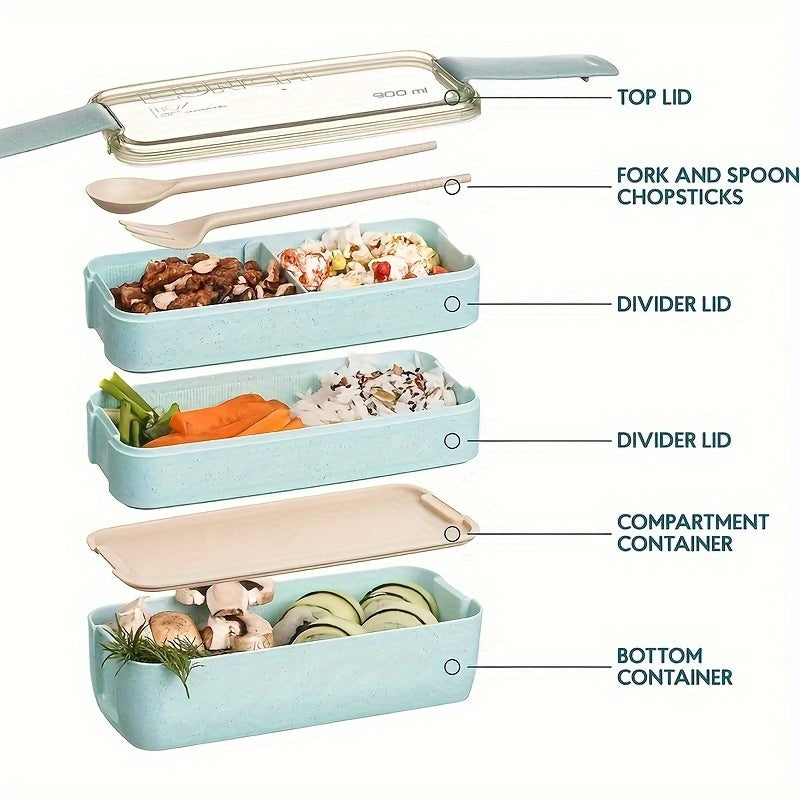 Reusable Leakproof Microwave-Safe PP Lunch Box for School Work and Travel