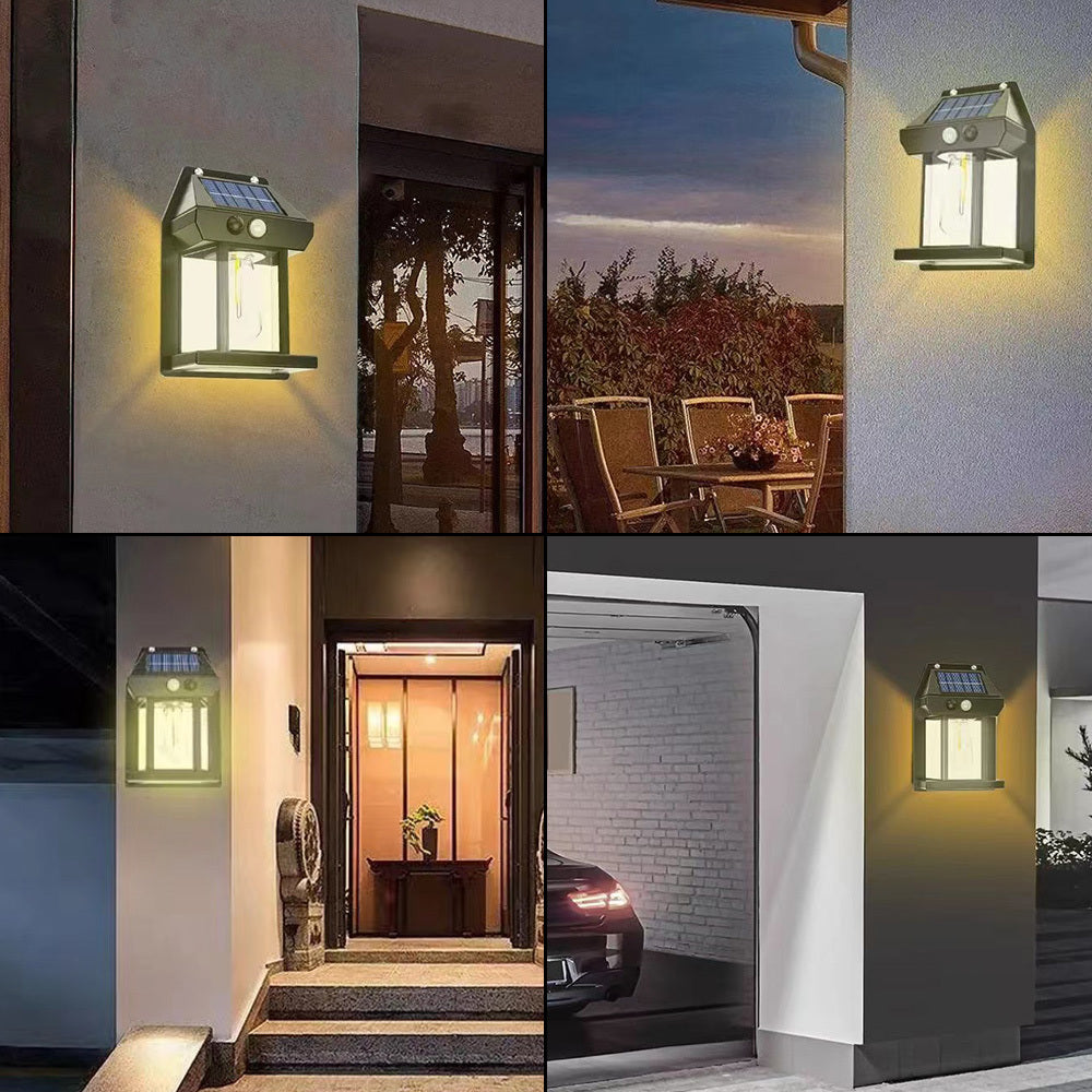 Solar Wall Light with Motion Sensor Adjustable Brightness and Three Lighting Modes Outdoor Decor