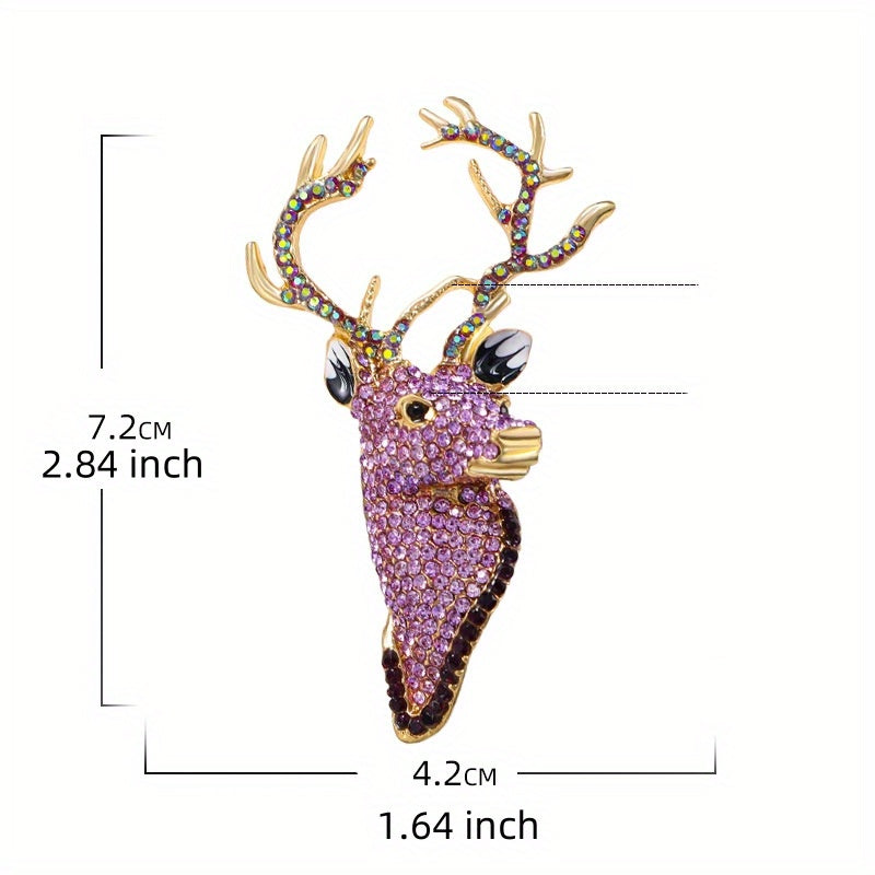 Women's Vintage Crystal Deer Head Brooch Jewelry Gift Accessory