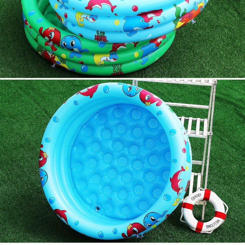 Children's Blue PVC Inflatable Round Pool with Accessories for Ages 3+