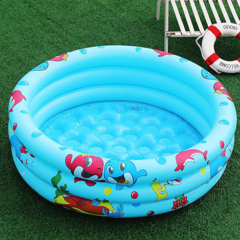 Children's Blue PVC Inflatable Round Pool with Accessories for Ages 3+