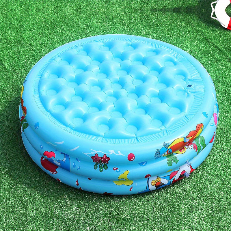 Children's Blue PVC Inflatable Round Pool with Accessories for Ages 3+