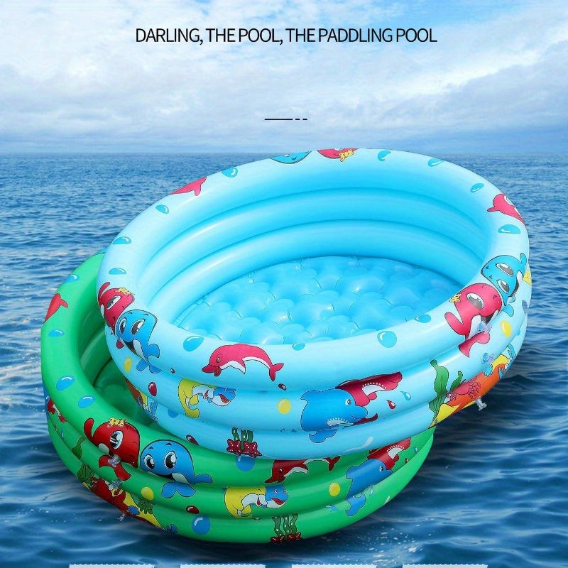 Children's Blue PVC Inflatable Round Pool with Accessories for Ages 3+