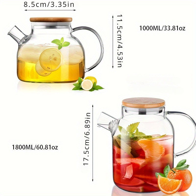 Large Capacity Heat-Resistant Glass Pitcher for Iced Tea and Juices 34oz 61oz