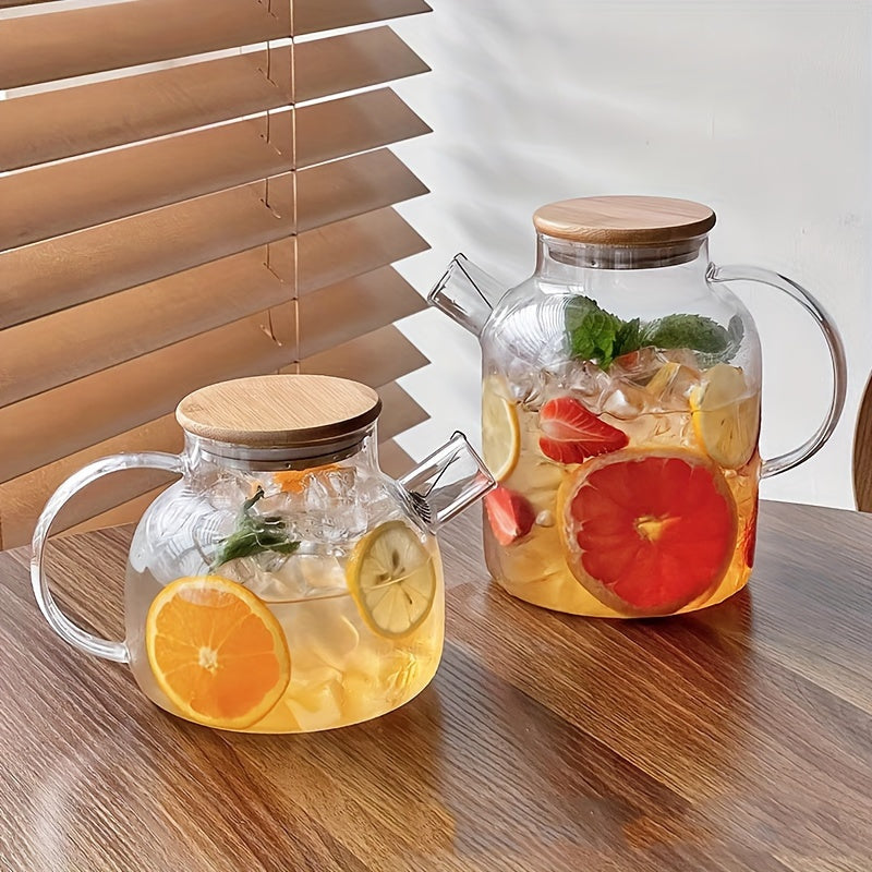 Large Capacity Heat-Resistant Glass Pitcher for Iced Tea and Juices 34oz 61oz