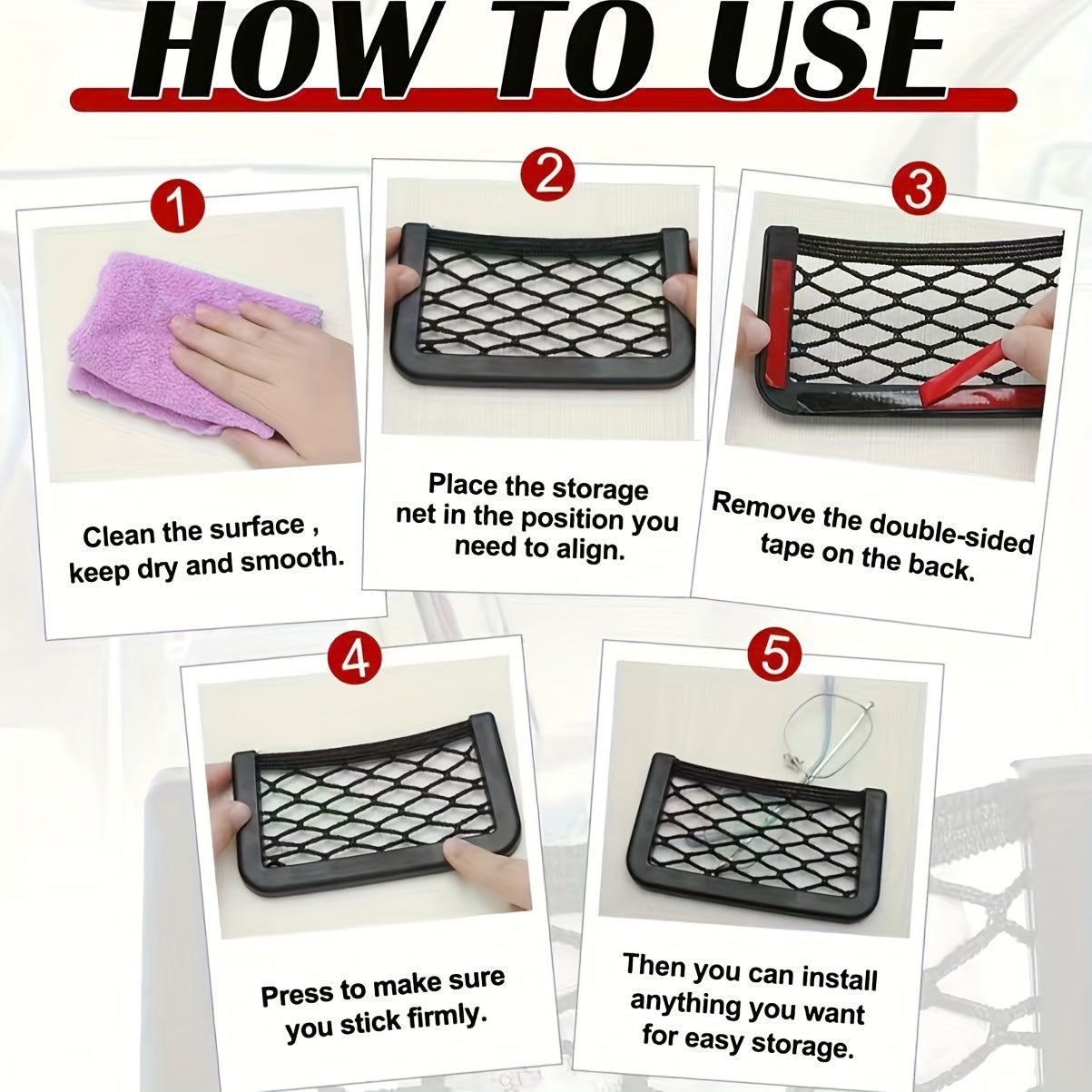 Red de organizadores para coches y barcos, 5 bolsillos de malla para almacenamiento, soporte para teléfono 19.99x8.0 cm