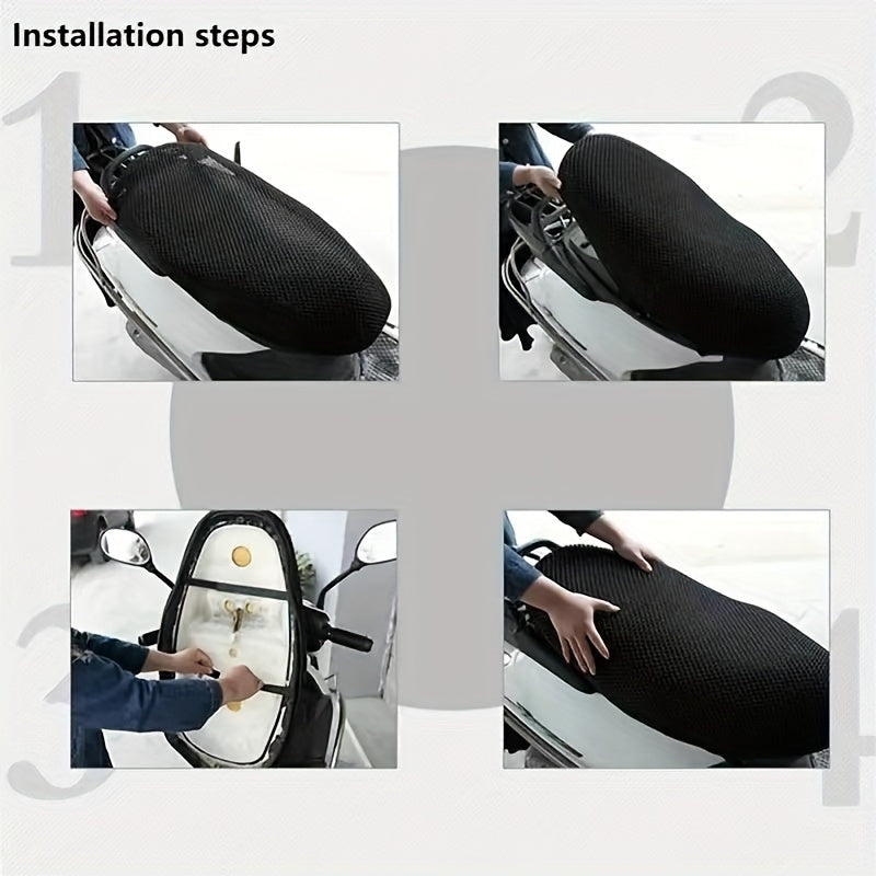 Motorcycle Cushion Seat Cover 3D Mesh Anti-Slip Waterproof Protector