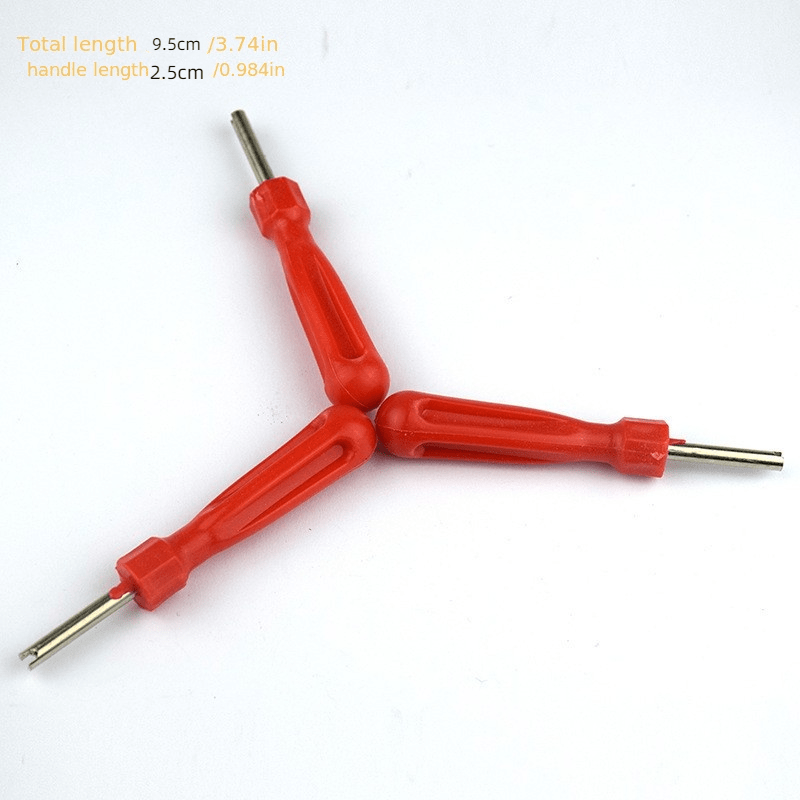 Durable Tire Valve Core Removal Tool Red Rubberized Wrench for Tire Repairs