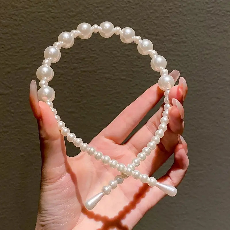 Women’s 5-Piece Headband Set Sparkling Rhinestones Pearl Hairbands Durable Plastic