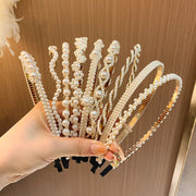 Women’s 5-Piece Headband Set Sparkling Rhinestones Pearl Hairbands Durable Plastic