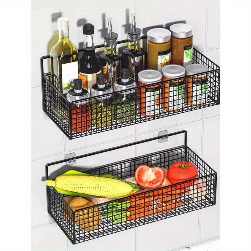 Easy-Install Iron Kitchen Storage Rack Rust-Resistant Drainage Design