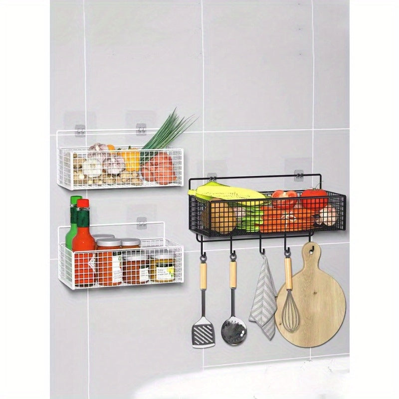 Easy-Install Iron Kitchen Storage Rack Rust-Resistant Drainage Design