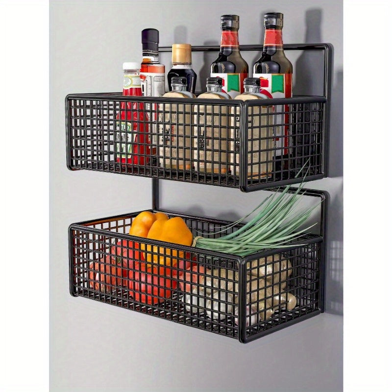 Easy-Install Iron Kitchen Storage Rack Rust-Resistant Drainage Design