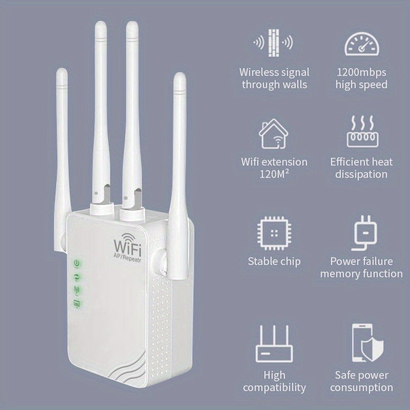 Wi-Fi Extender Boosts Signal Up to 10000 Sq Ft Supports 88 Devices 300Mbps Dual Band Range Extender