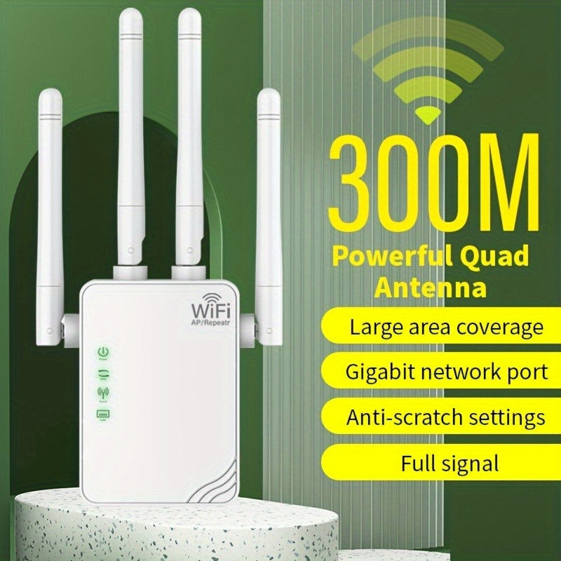 Wi-Fi Extender Boosts Signal Up to 10000 Sq Ft Supports 88 Devices 300Mbps Dual Band Range Extender