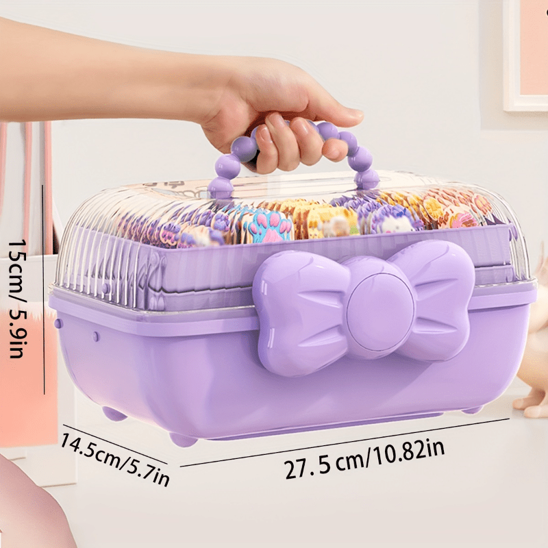 Pink Multi-Layer Storage Box with Bow for Jewelry Cosmetics and Toys