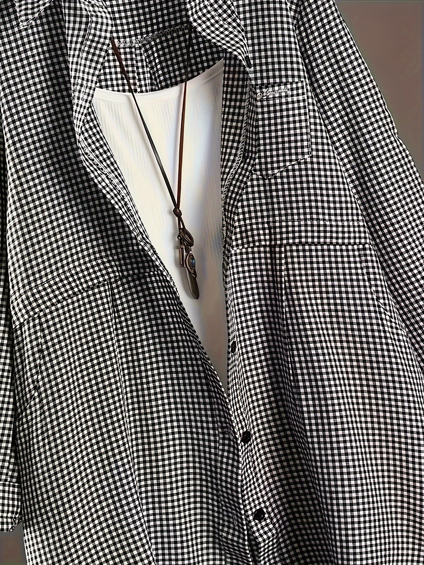 Plus Size Plaid Button Front Shirt Long Sleeve Casual Women's Clothing