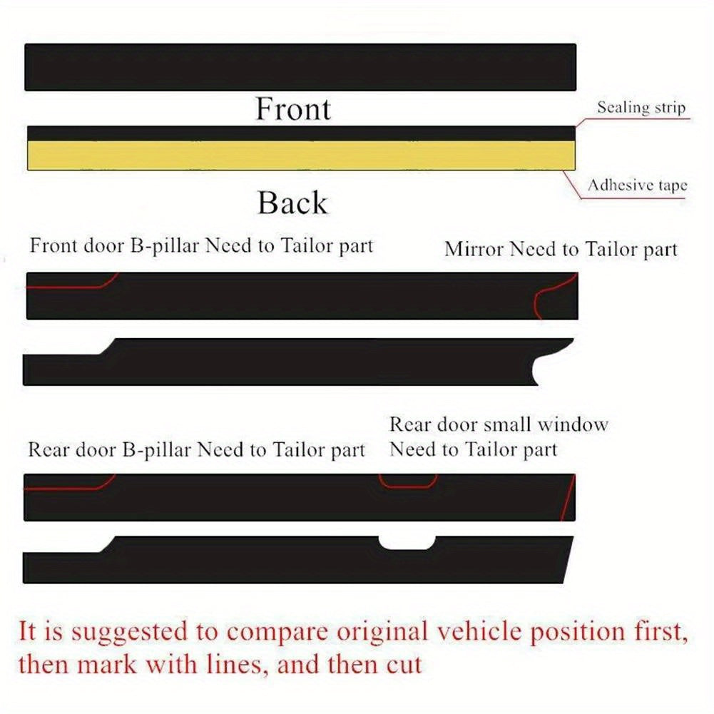 Универсальный уплотнитель для бокового стекла двери автомобиля 5м, дождевой козырек, шумоизоляция