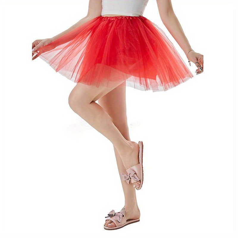 Adult Tutu Skirt Ballet Dance Costume Four-Layer Polyester Tulle Puffy Skirt