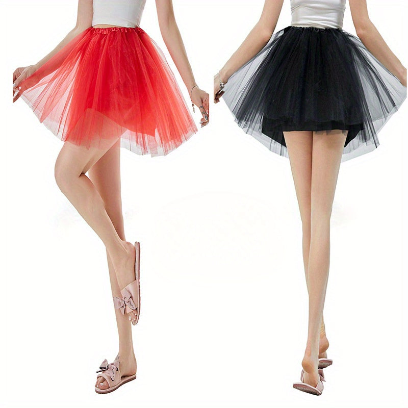 Adult Tutu Skirt Ballet Dance Costume Four-Layer Polyester Tulle Puffy Skirt