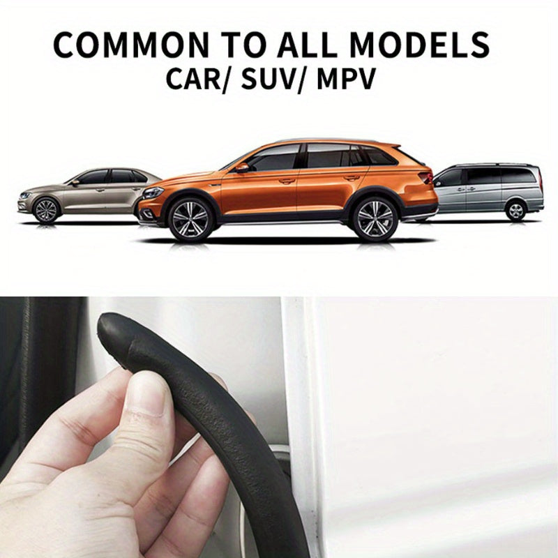 Universal 2m Door Edge Seal Strip Rubber Weatherproof Noise Reduction Black
