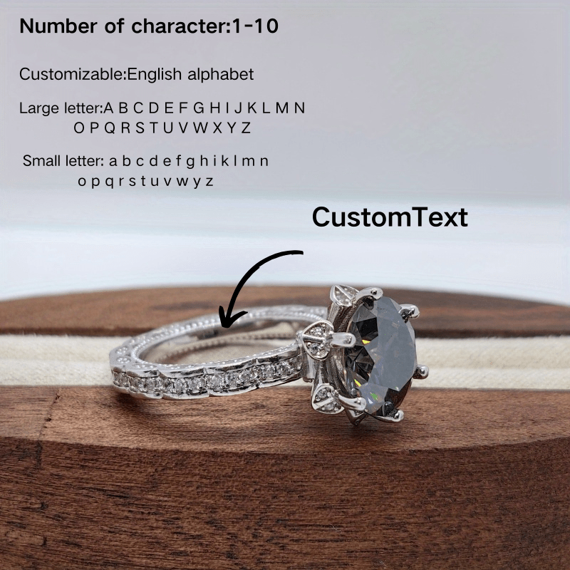 Sterling Silver Ring with Green Moissanite 5 Ct Round Cut Flower Design Custom Engraving