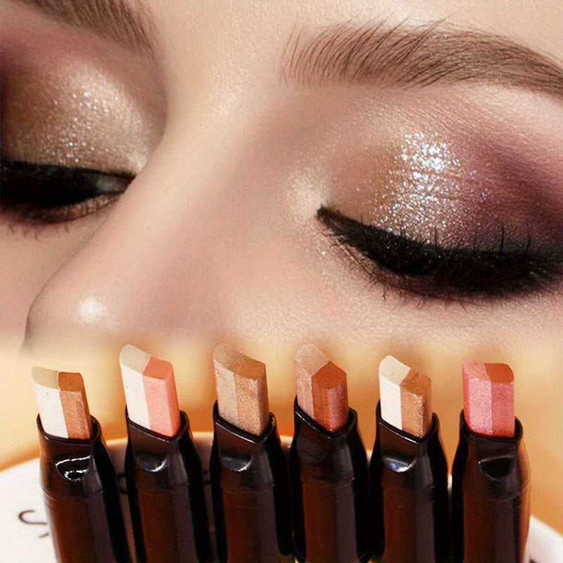 Women Velvet Eyeshadow Stick 2-in-1 Dual Color Waterproof Shimmer Metallic