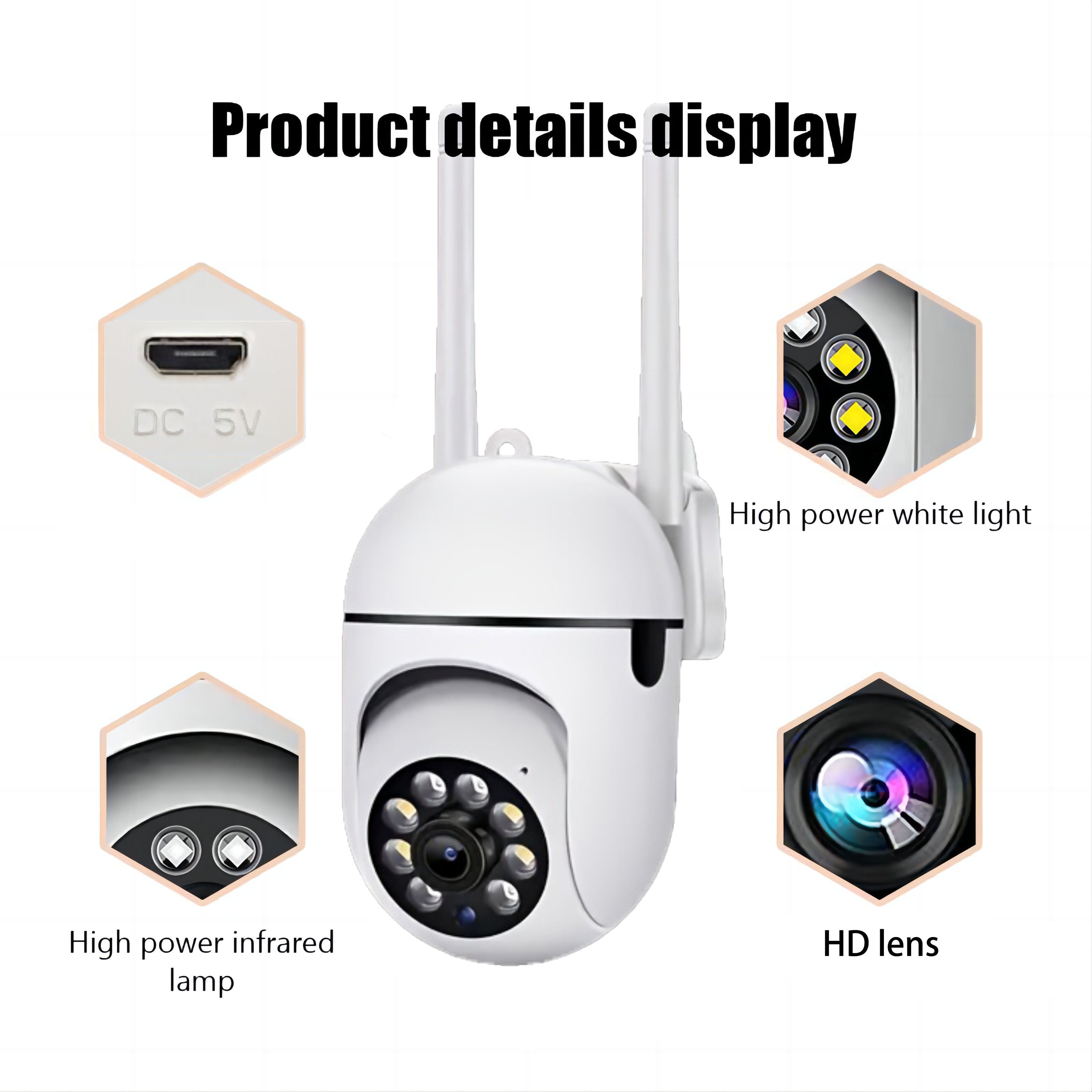 HD WiFi xavfsizlik kamerası 1080P kechqurun ko'rish 355° keng burchak ikki tomonlama interkom