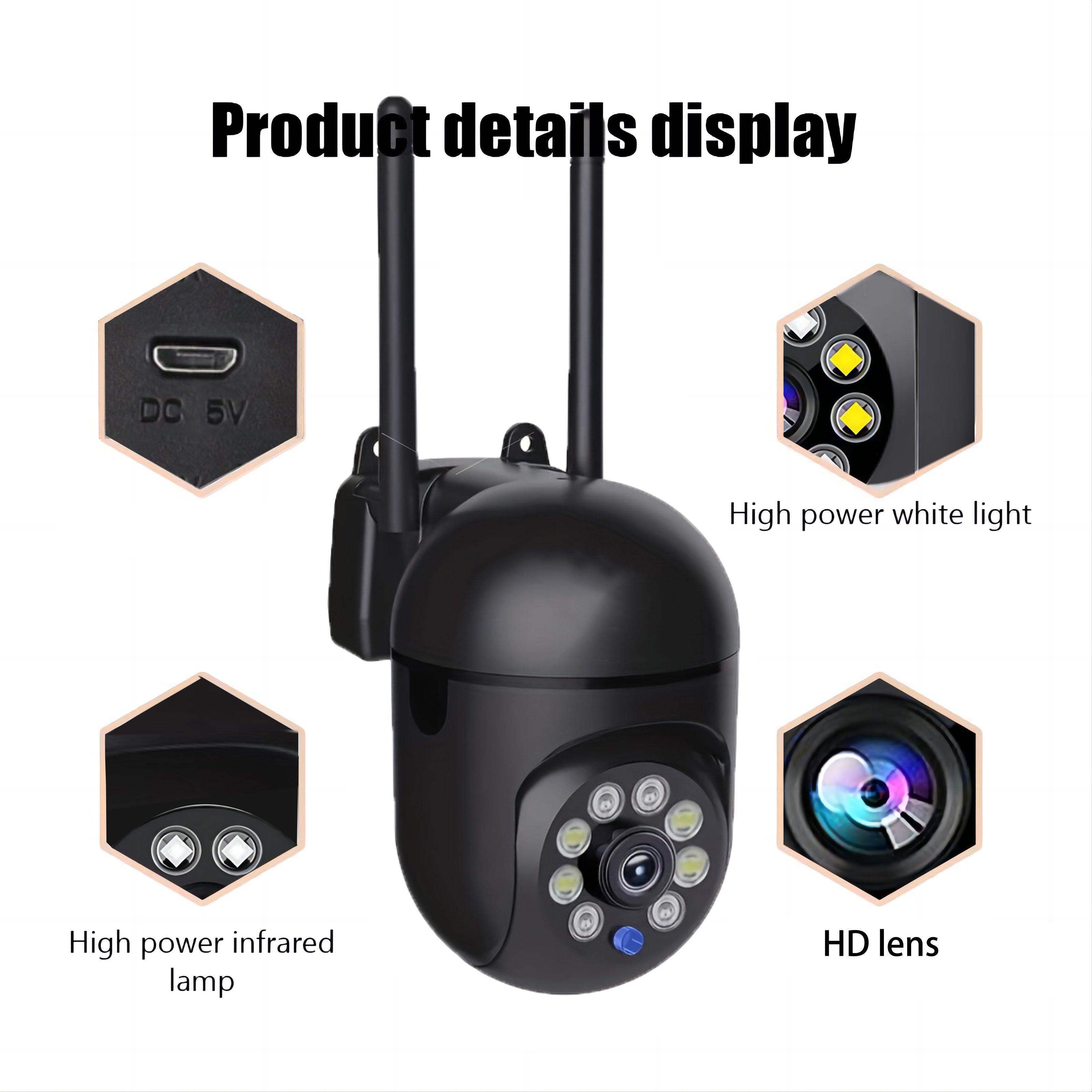 HD WiFi xavfsizlik kamerası 1080P kechqurun ko'rish 355° keng burchak ikki tomonlama interkom