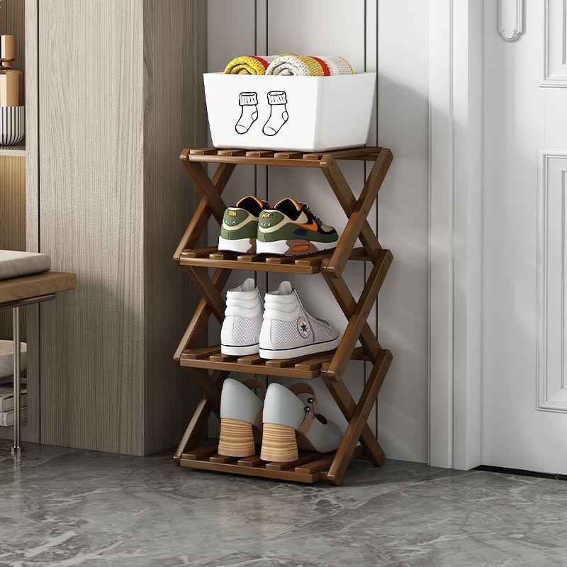 Bamboo Folding Shoe Rack for Small Apartments Multi-Layer Storage
