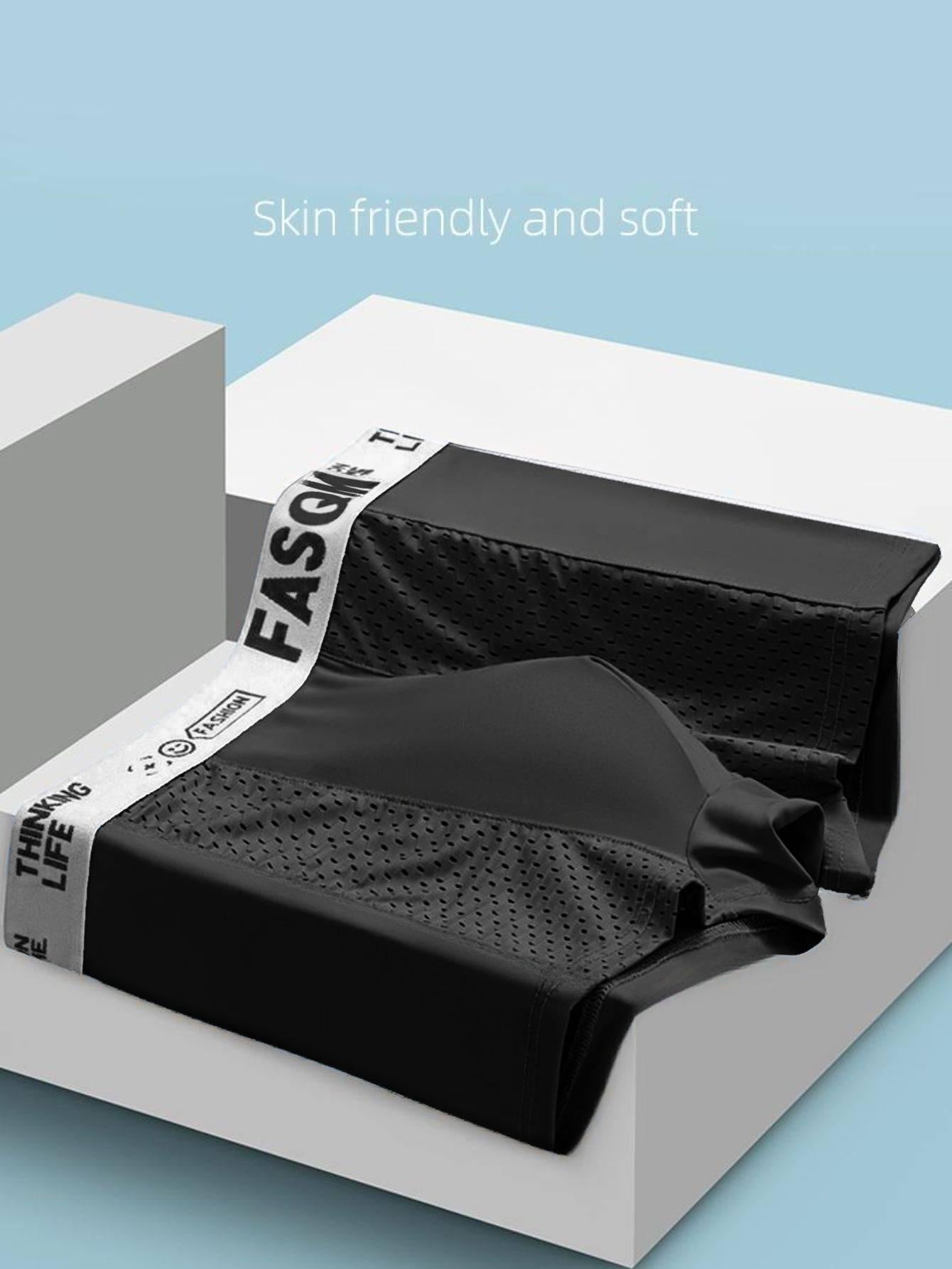 Men's Mesh Underwear Set 3 Pack Breathable Stretch Boxer Briefs Casual Sports