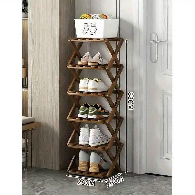 Bamboo Folding Shoe Rack for Small Apartments Multi-Layer Storage