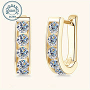 925 Sterling kumushda Moissanite toshlari bilan chiroyli U-shaklidagi sirg‘alar, 18K oltin qoplamali, allergenlarga mos, vintage luxe dizayni, kundalik kiyish va maxsus tadbirlar uchun mos, to‘ylar, Xellouin, banketlar, yubileylar, Sevgi kuni uchun ideal