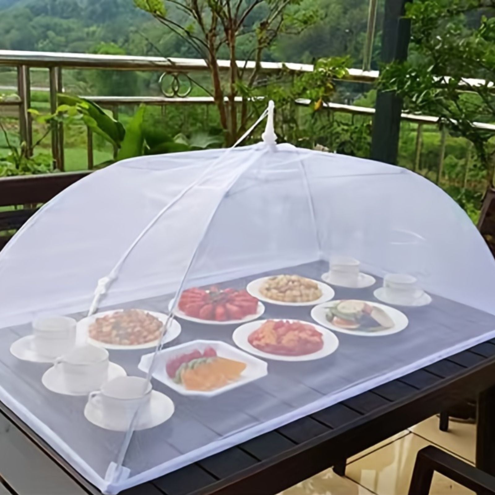 Foldable Washable White Mesh Food Cover Tent for Picnics BBQs and Parties