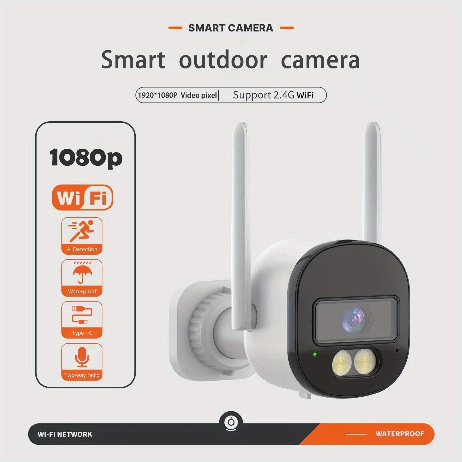 Wireless Outdoor Security Camera with Night Vision Human Detection Two-Way Audio