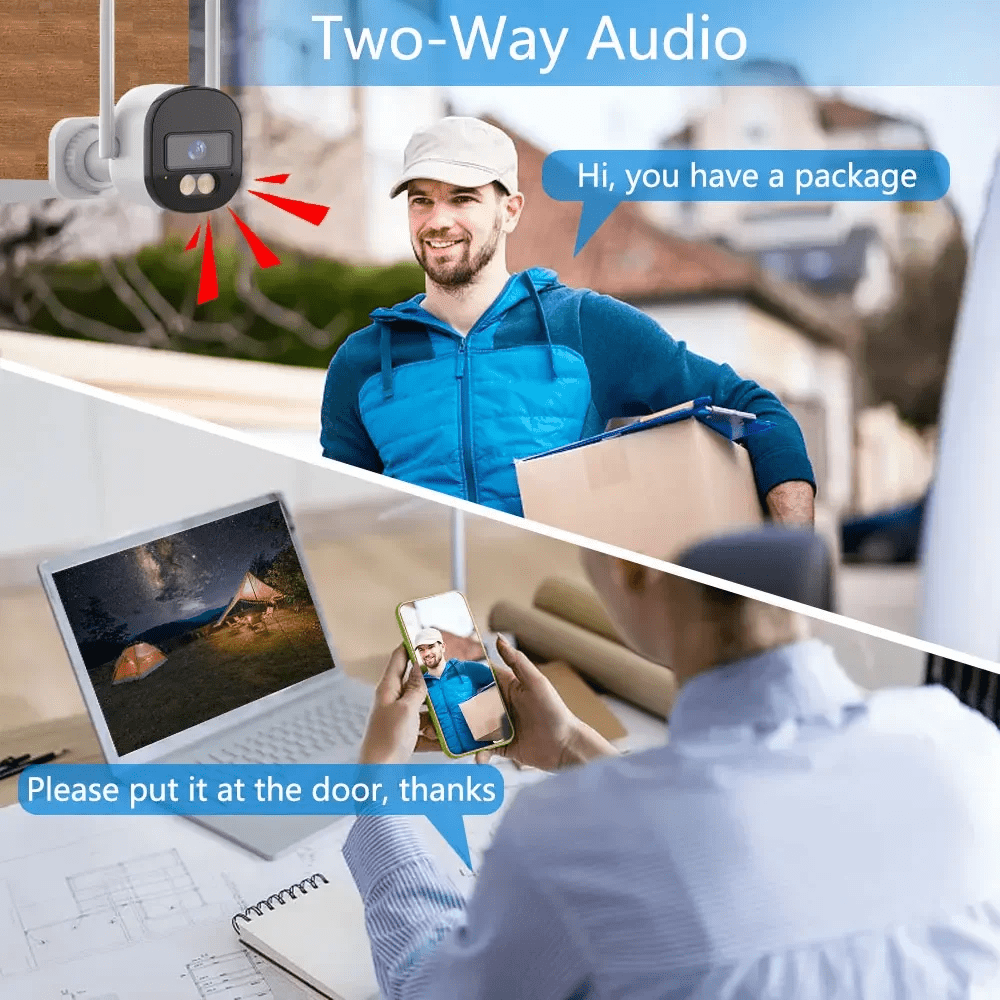 Wireless Outdoor Security Camera with Night Vision Human Detection Two-Way Audio