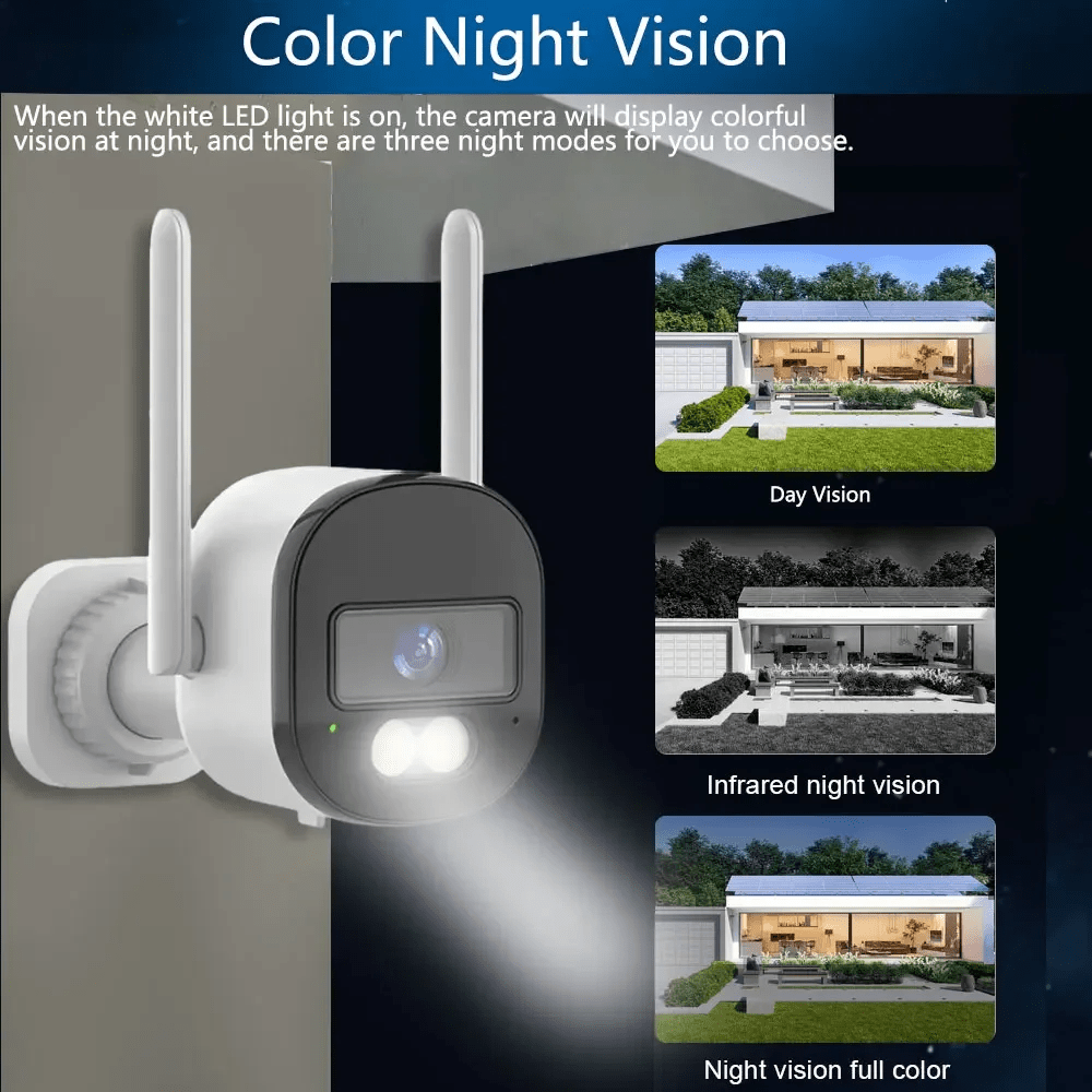Wireless Outdoor Security Camera with Night Vision Human Detection Two-Way Audio