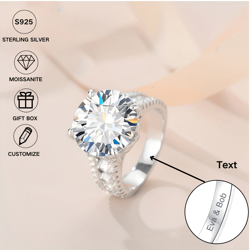 Sterling Silver 10ct Moissanite Butterfly Ring with Personalized Name and Number