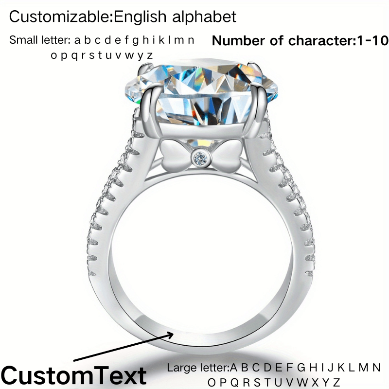 Sterling Silver 10ct Moissanite Butterfly Ring with Personalized Name and Number