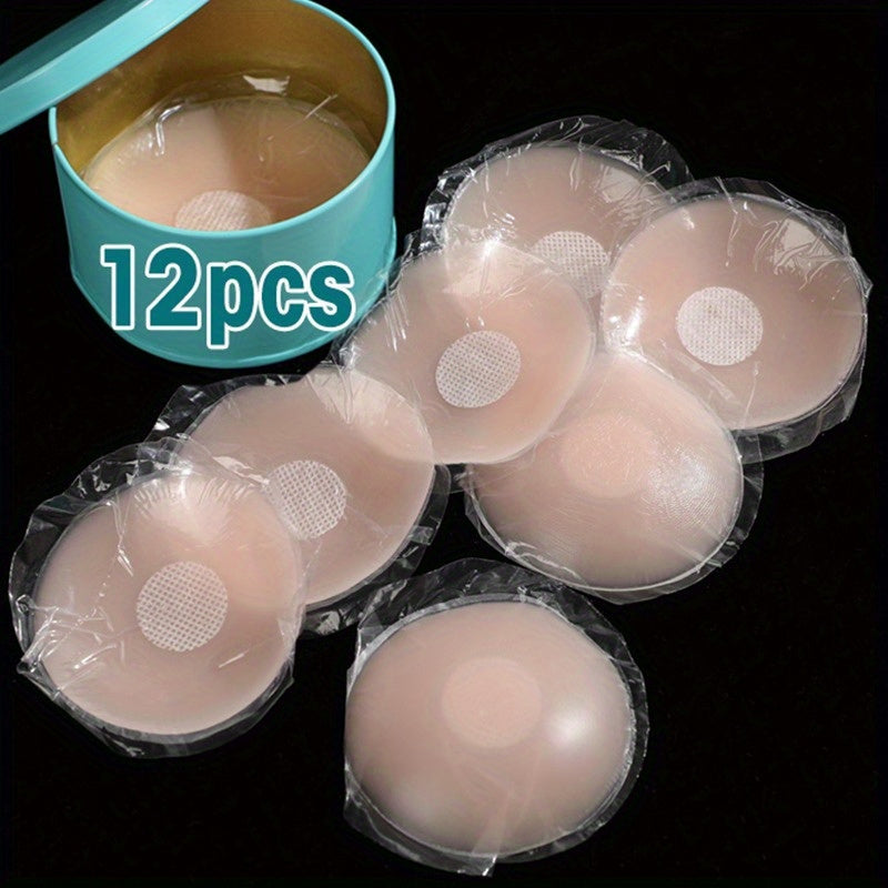 12-Pack Silicone Adhesive Bra Inserts Wireless Opaque Breast Forms for Low-Cut Dresses
