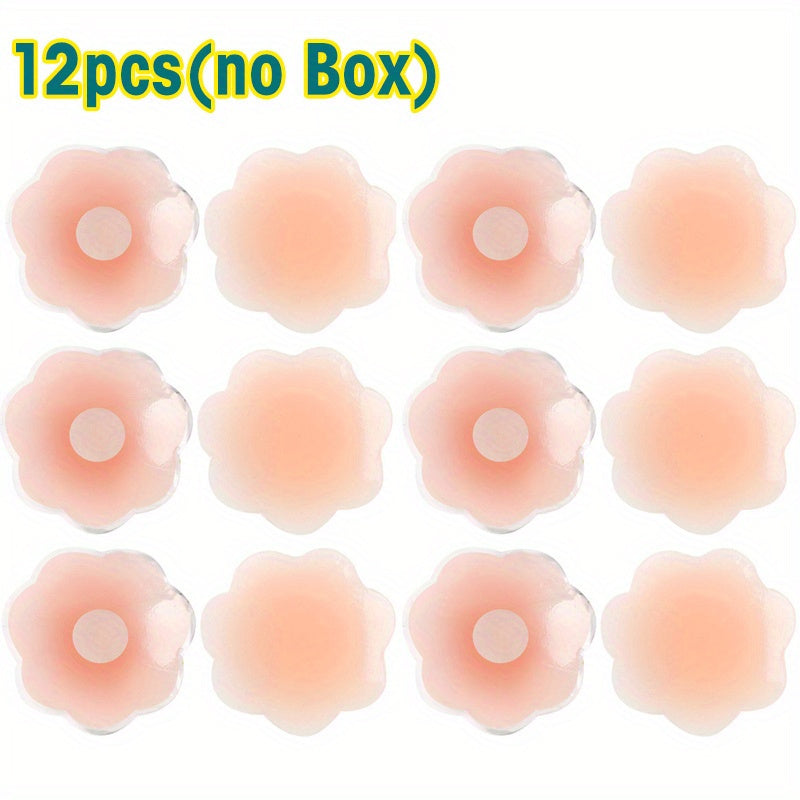 12-Pack Silicone Adhesive Bra Inserts Wireless Opaque Breast Forms for Low-Cut Dresses
